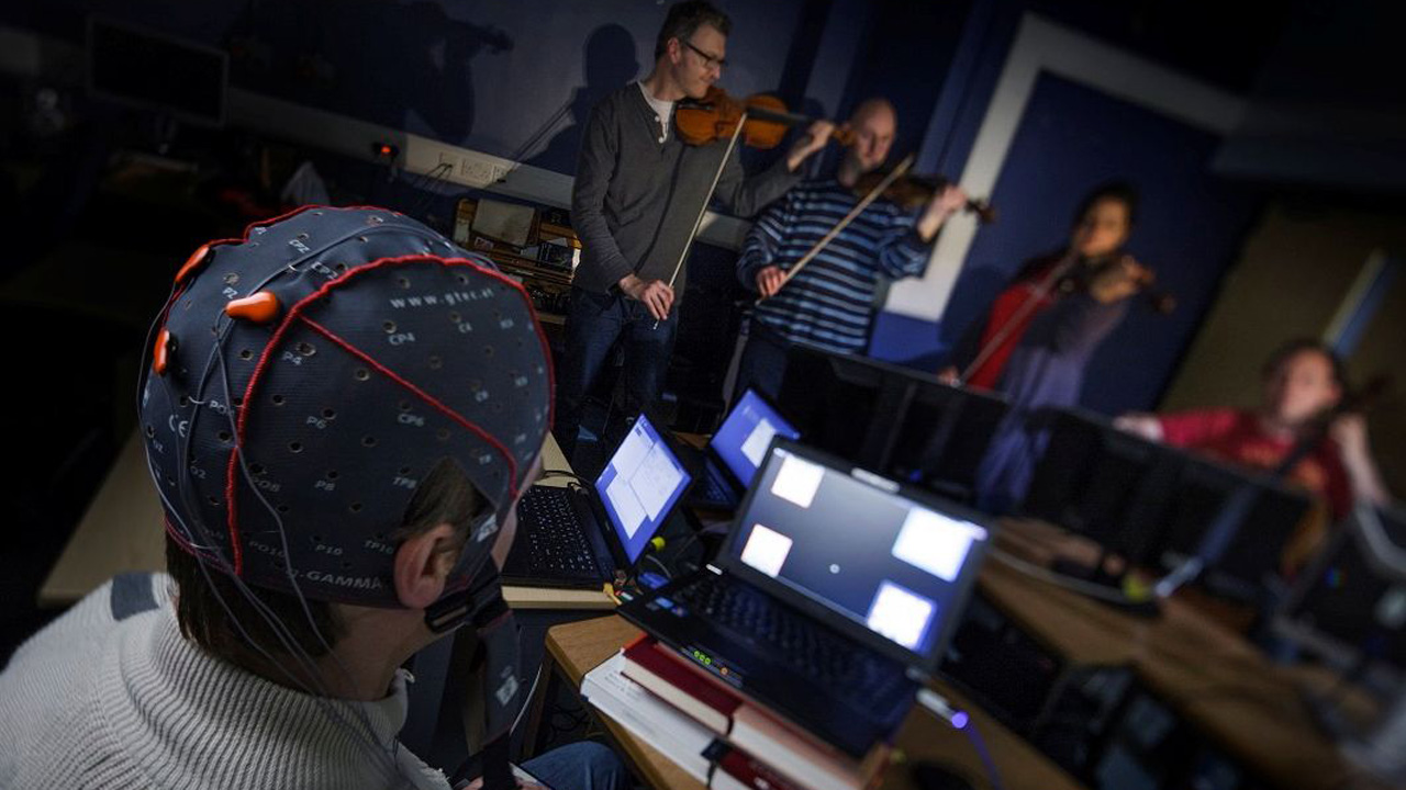 Brain cap - research by Eduardo Miranda. Centre for Computer Music Research (ICCMR)