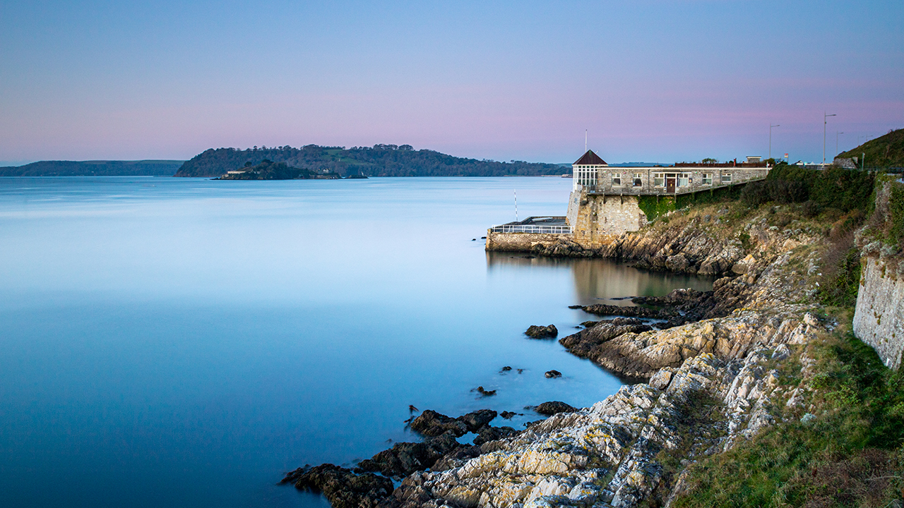 View of Drake's Island over Plymouth Sound