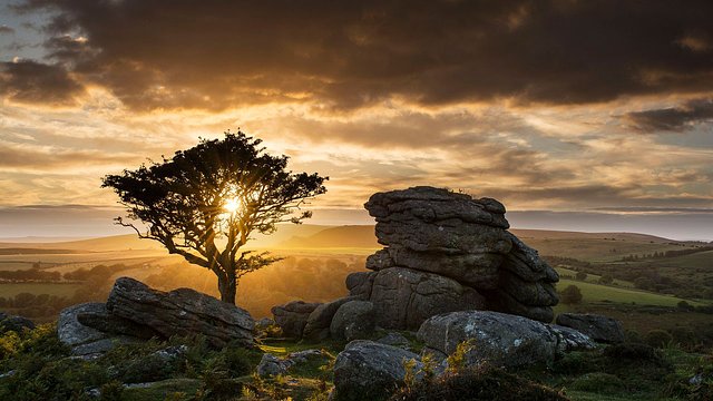 Sunset at Emsworthy Rocks, Eastern Dartmoor (copyright) Sarah J Boulton. CRES Research Conference 2015 photo competition winner