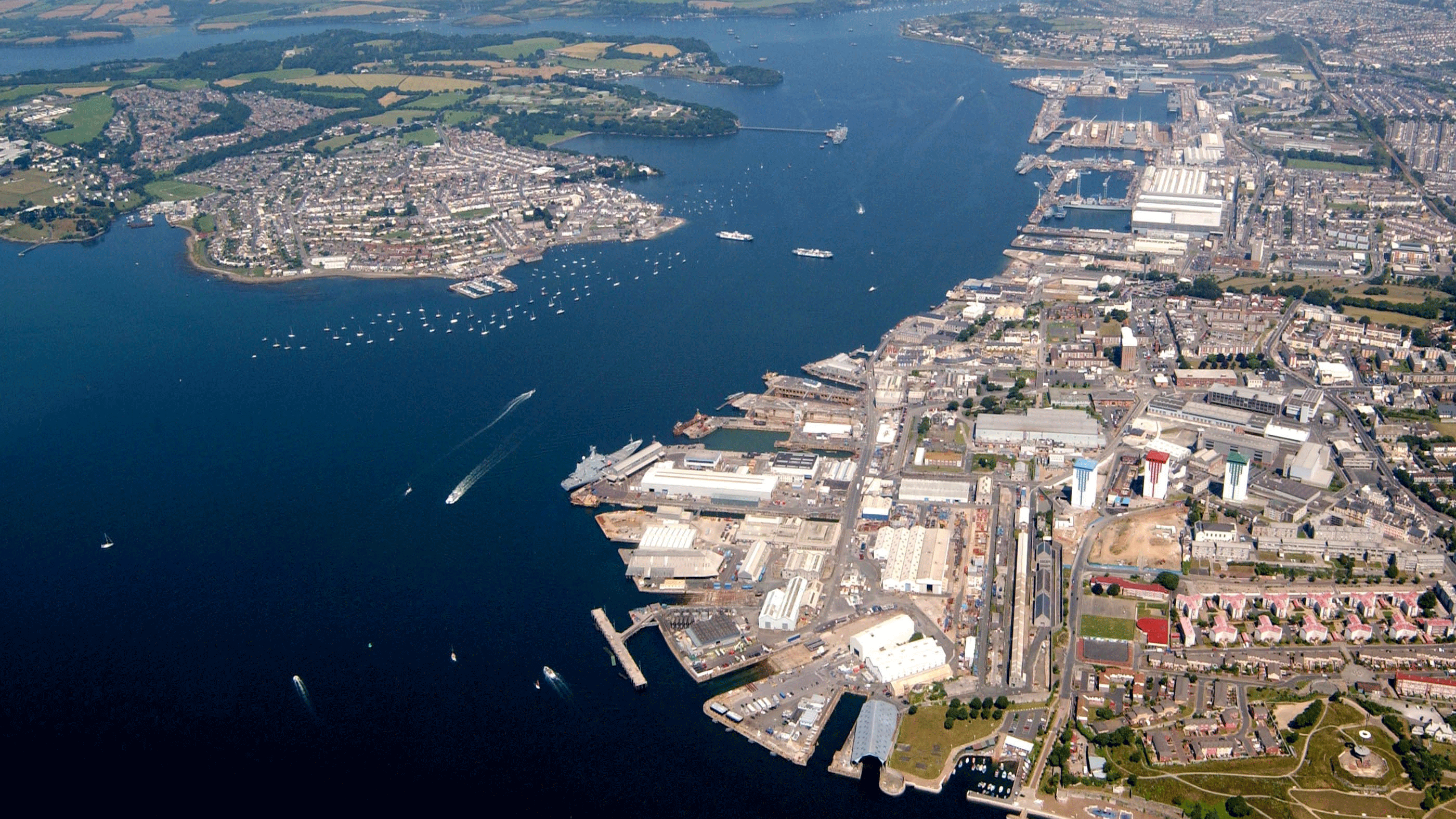 Aerial view of Plymouth naval base
